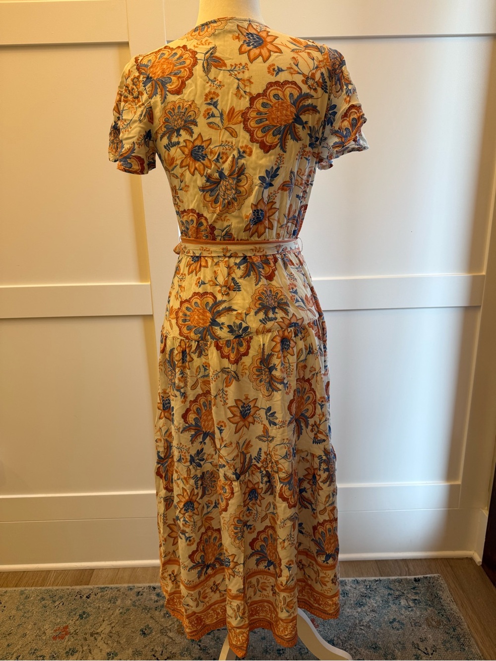 Boho Wrap Maxi Dress Floral Tie Waist Cottagecore Festival Midi Size M - Picture 8 of 8